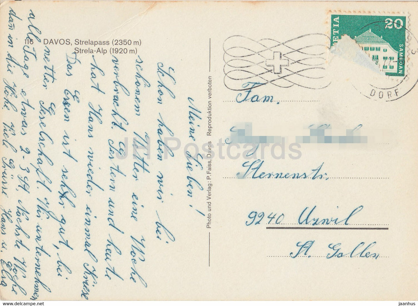 Davos - Strela - Strelapass 2350 m - Strela Alp 1920 m - 116 - Switzerland - used