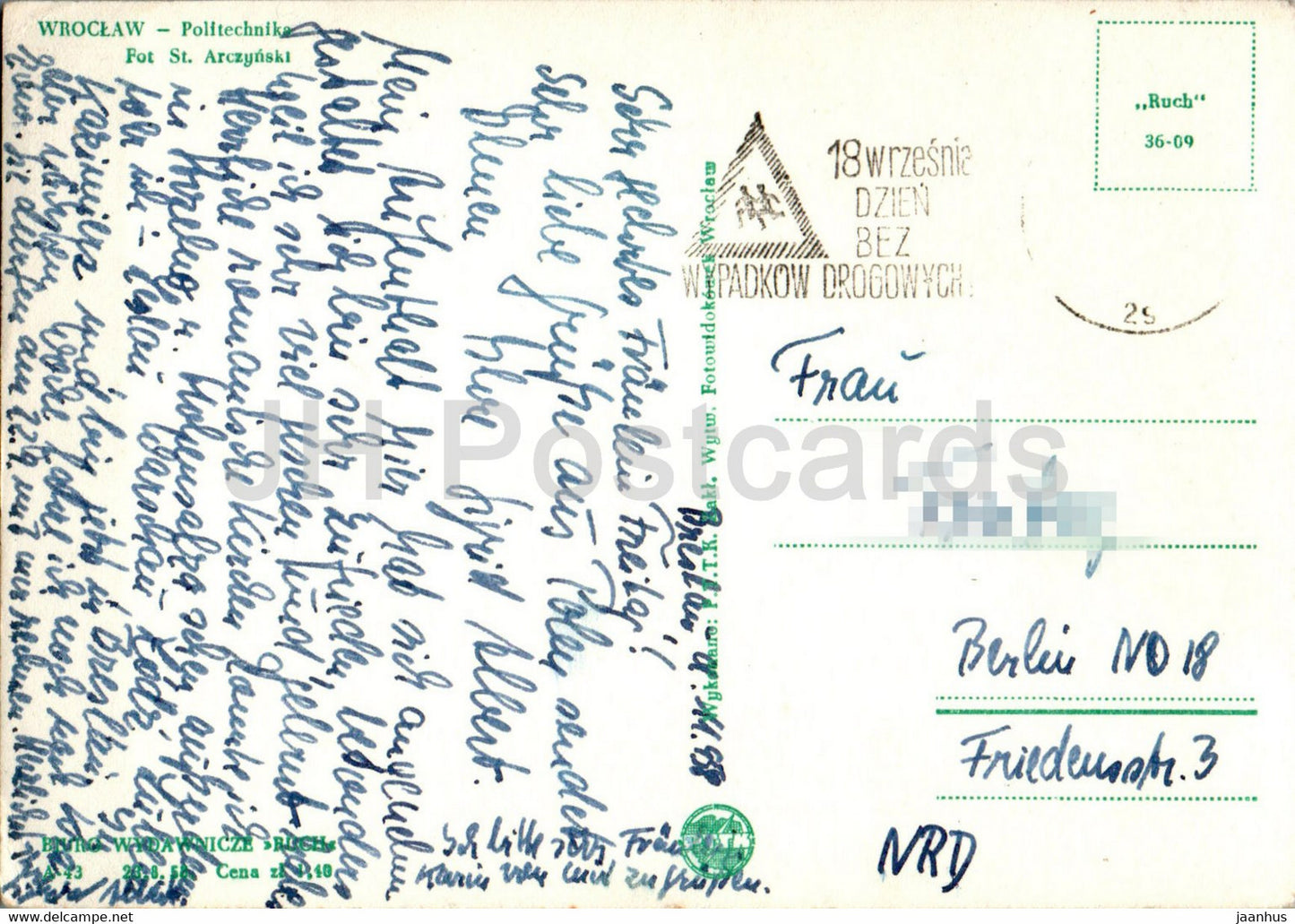 Breslau - Politechnika - Polytechnische Schule - alte Postkarte - 1958 - Polen - gebraucht