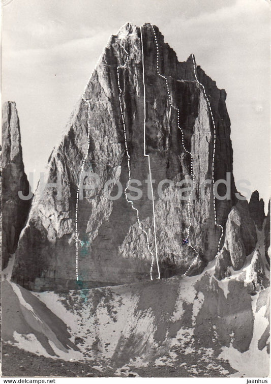 Dolomiti - Cima Grande di Lavaredo - Parete Nord 3003 m - Drell - Zinnen - Nord - Wand - 1960s - Italy - Italia - used - JH Postcards