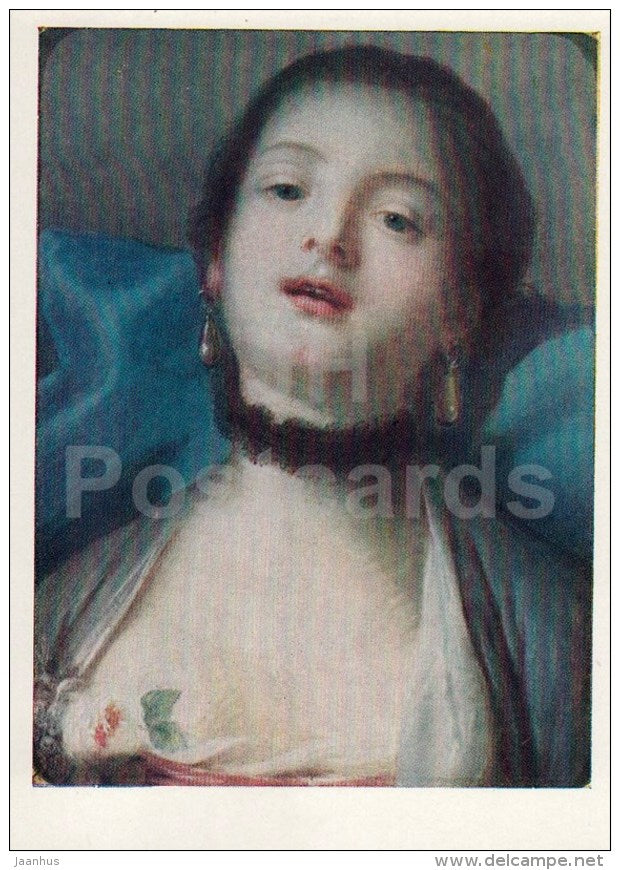painting by Francois Boucher - Head of a Woman - French Art - 1963 - Russia USSR - unused - JH Postcards