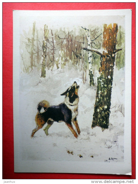 illustration by A. Komarov - Laika - dog - 1975 - Russia USSR - unused - JH Postcards