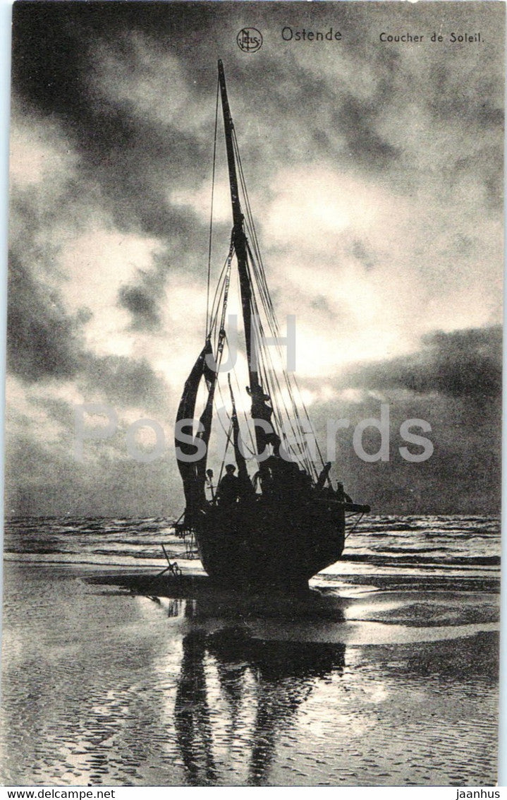 Ostende - Oostende - Coucher de Soleil - ship - boat - 90 - old postcard - Belgium - used - JH Postcards