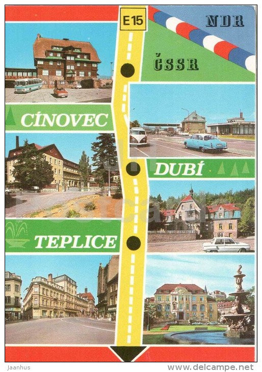 Teplice , hotel Thermia , bus - Dubi , hotel Sport - Cinovec , hotel Pomezi - Czechoslovakia - Czech - unused - JH Postcards