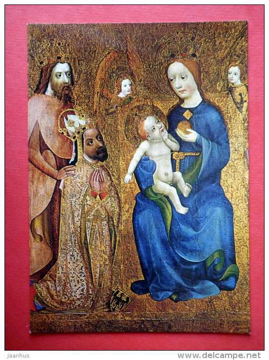 Bohemian Master before 1371 , Votive picture of Jan Ocko of Vlasim (detail) - Czech Gothic Art - Czechoslovakia - unused - JH Postcards