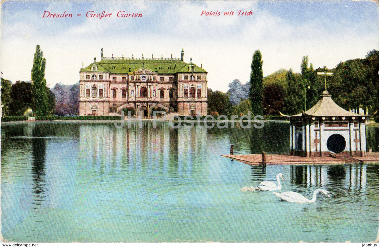 Dresden - Grosser Garten - Palais mit Teich - castle - old postcard - Germany - unused - JH Postcards