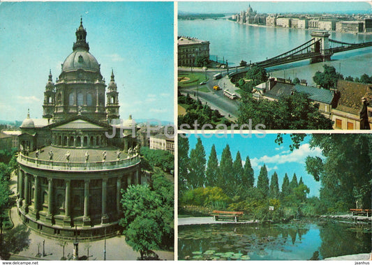 Budapest - bridge - architecture - multiview - 1972 - Hungary - used - JH Postcards