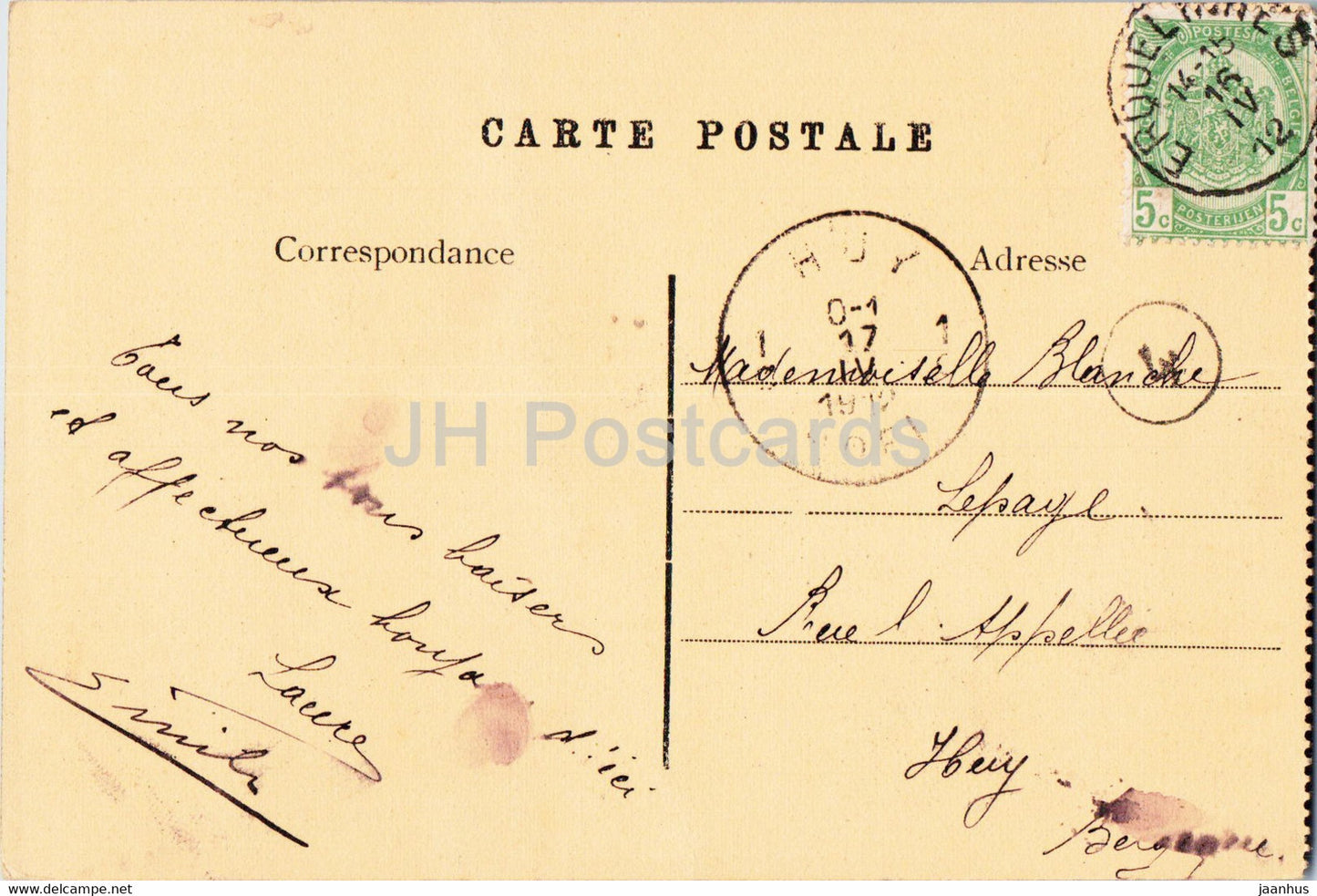 Erquelinnes - Le Pensionnat - carte postale ancienne - 1912 - Belgique - occasion