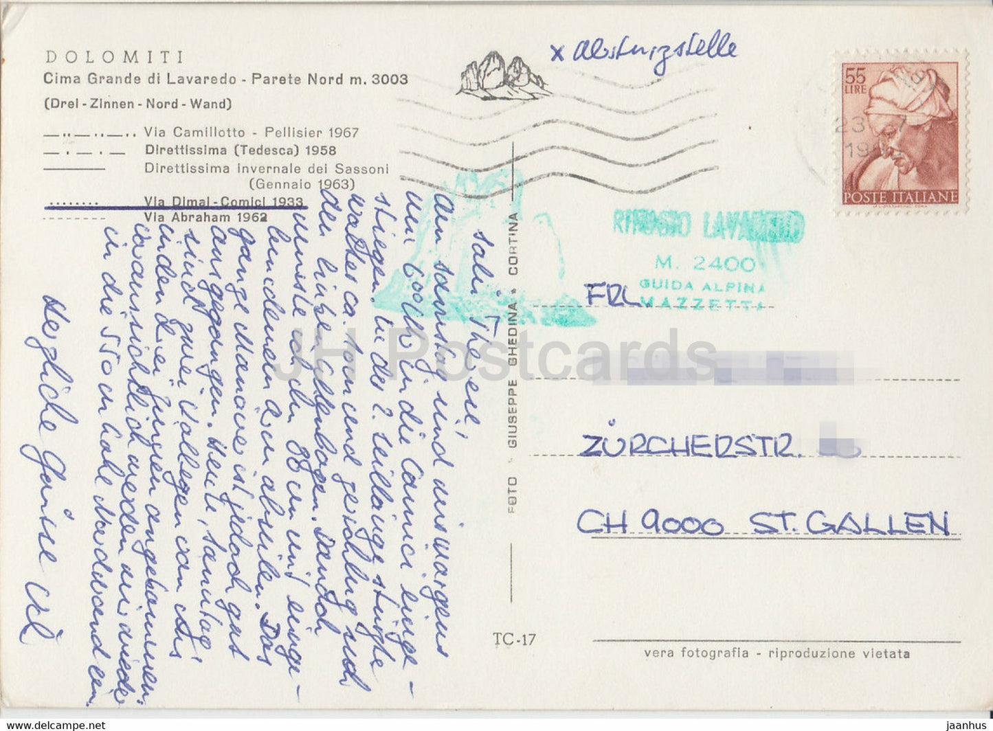 Dolomiti - Cima Grande di Lavaredo - Parete Nord 3003 m - Drell - Zinnen - Nord - Wand - 1960s - Italy - Italia - used