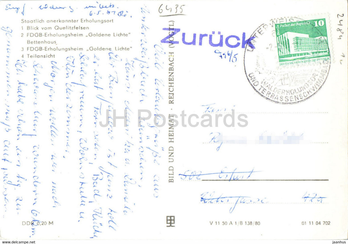 Unterweissbach - Kr Neuhaus am Rennweg - FDGB Erholungsheim - Goldene Lichte - 1 - Germany DDR - used