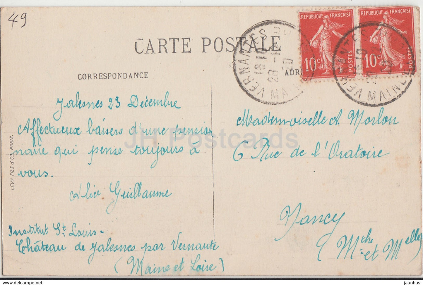 Env de Saumur - Vernantes - Chateau de Jalesnes - castle - 1 - 1920 - old postcard - France - used
