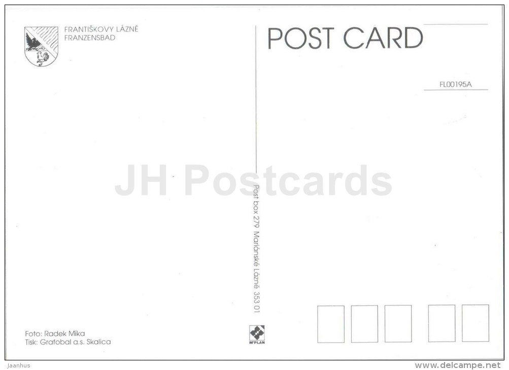 Frantiskovy Lazne - spa - Franzensbad - architecture - town views - Czech Republic - unused - JH Postcards
