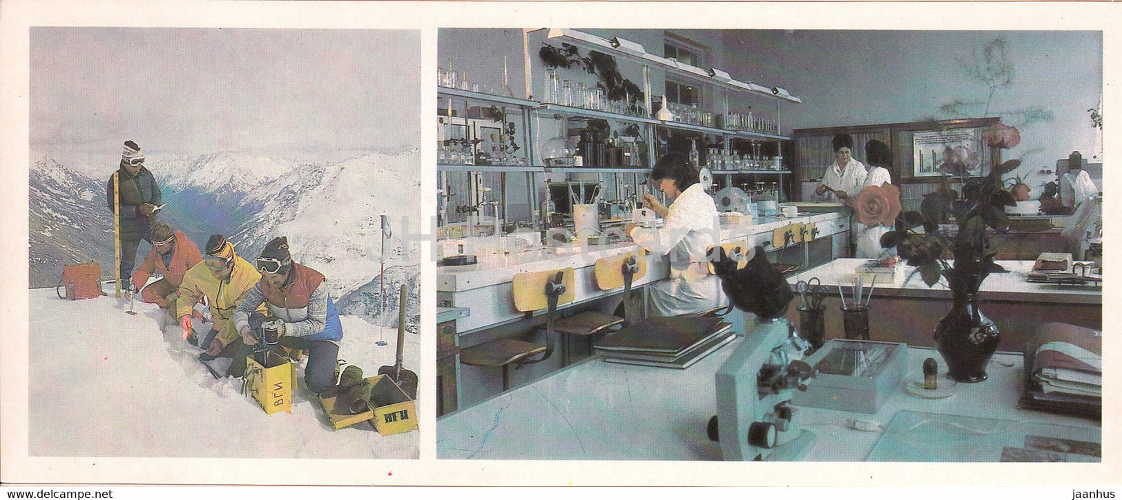 Kabardino Balkaria - Glaciologists of the High Mountain Geophysics Institute - laboratory - 1986 - Russia USSR - unused - JH Postcards