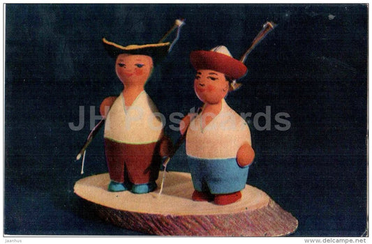 Fishermen by A. Martynov - Kyrgyzstan souvenirs - kyrgyz art - 1969 - Kyrgyzstan USSR - unused - JH Postcards