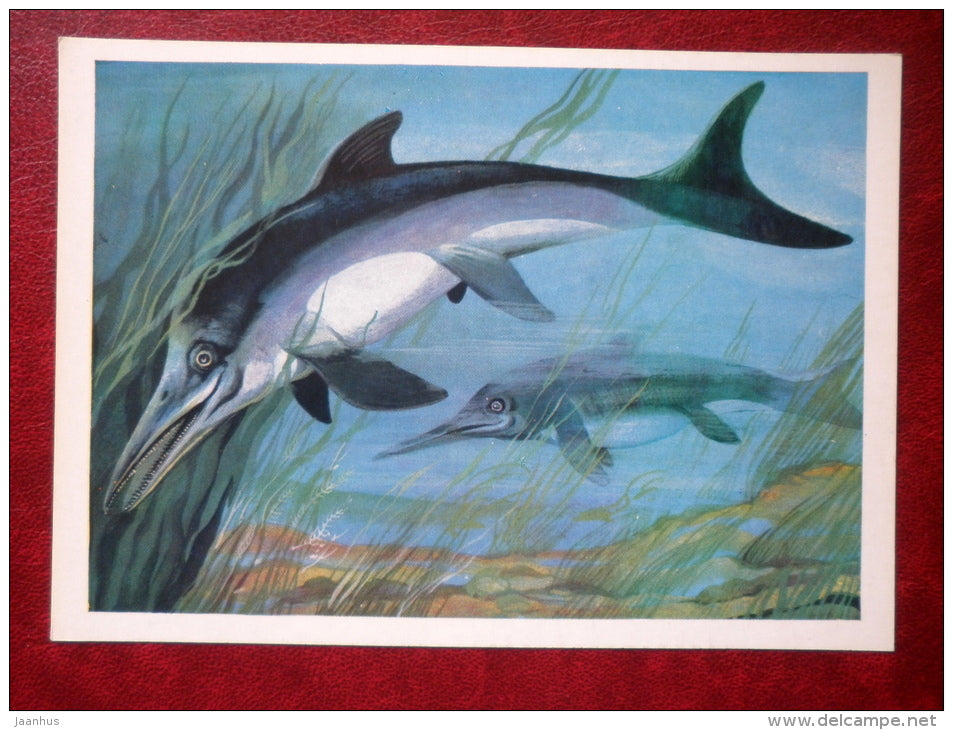 Ichthyosaur - dinosaurs - Illustration by I. Chevereva - 1983 - Russia USSR - unused - JH Postcards