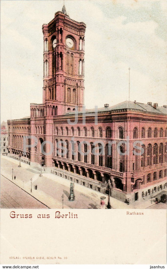 Gruss aus Berlin - Rathaus - town hall - 30 - old postcard - Germany - unused - JH Postcards