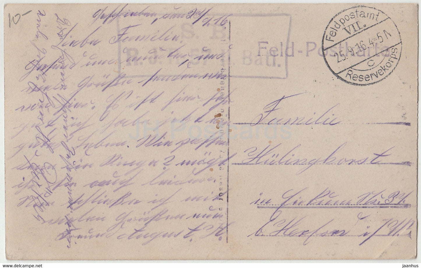 Militär - SBRJR 57 II Batl. - Feldpost - Militär - alte Postkarte - 1916 - Belgien - gebraucht