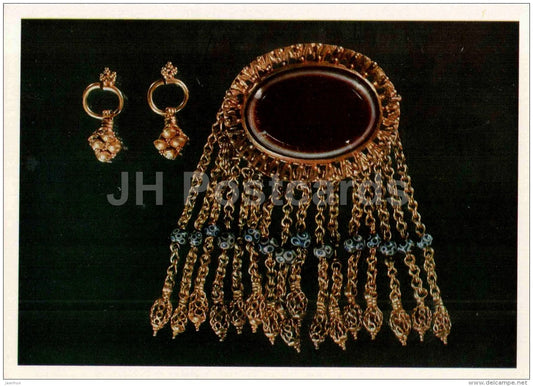 earringss , Kldeayti - Agraffe , Ureki - archaeology - Ancient Jewellery Ornaments - 1978 - Russia USSR - unused - JH Postcards
