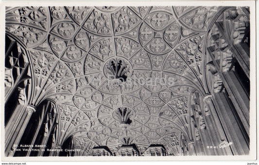 St. Albans Abbey - Fan Vaulting in Ramryge Chantry - RR 41 - 1961 - United Kingdom - England - used - JH Postcards
