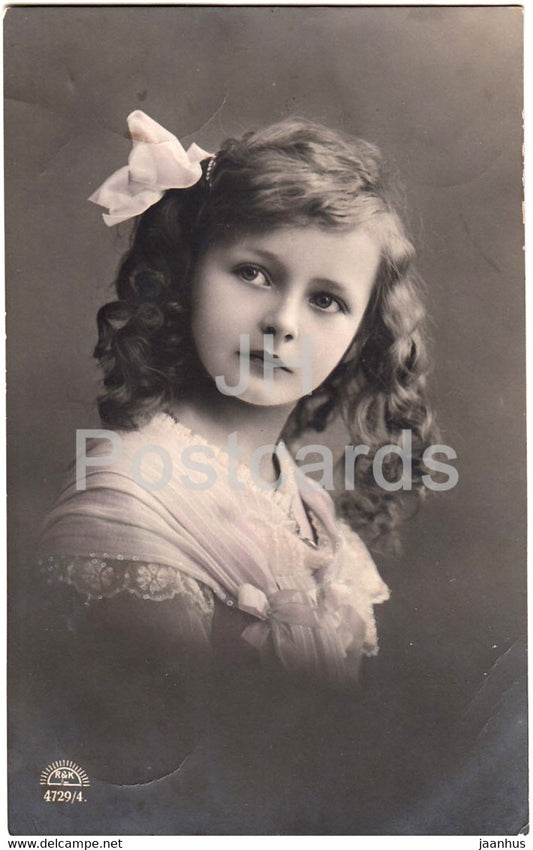 girl - children - 4729/4 - old postcard - used - JH Postcards