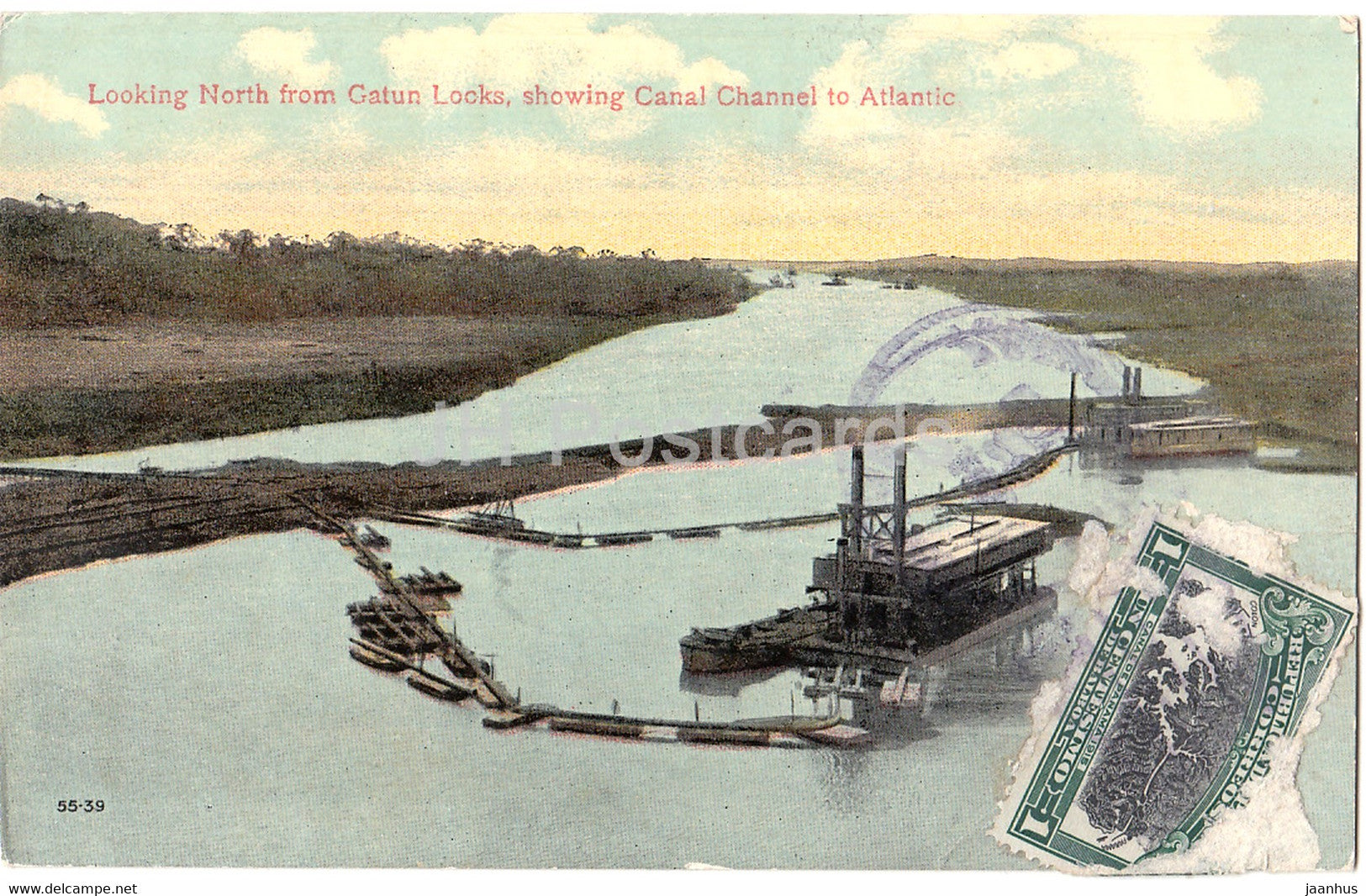 Panama - ooking North from Gatun Locks showing Canal Channel to Atlantic - old postcard - Panama - unused - JH Postcards