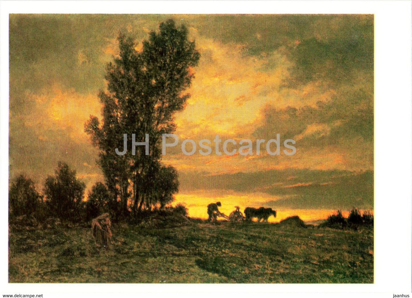 painting by Theodore Rousseau - Landscape with Plowman - French art - 1983 - Russia USSR - unused - JH Postcards