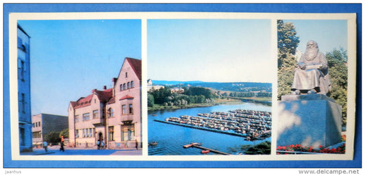 Town on lake Ladoga - Sortavala - monument - port - Karjala - Karelia - 1976 - Russia USSR - unused - JH Postcards