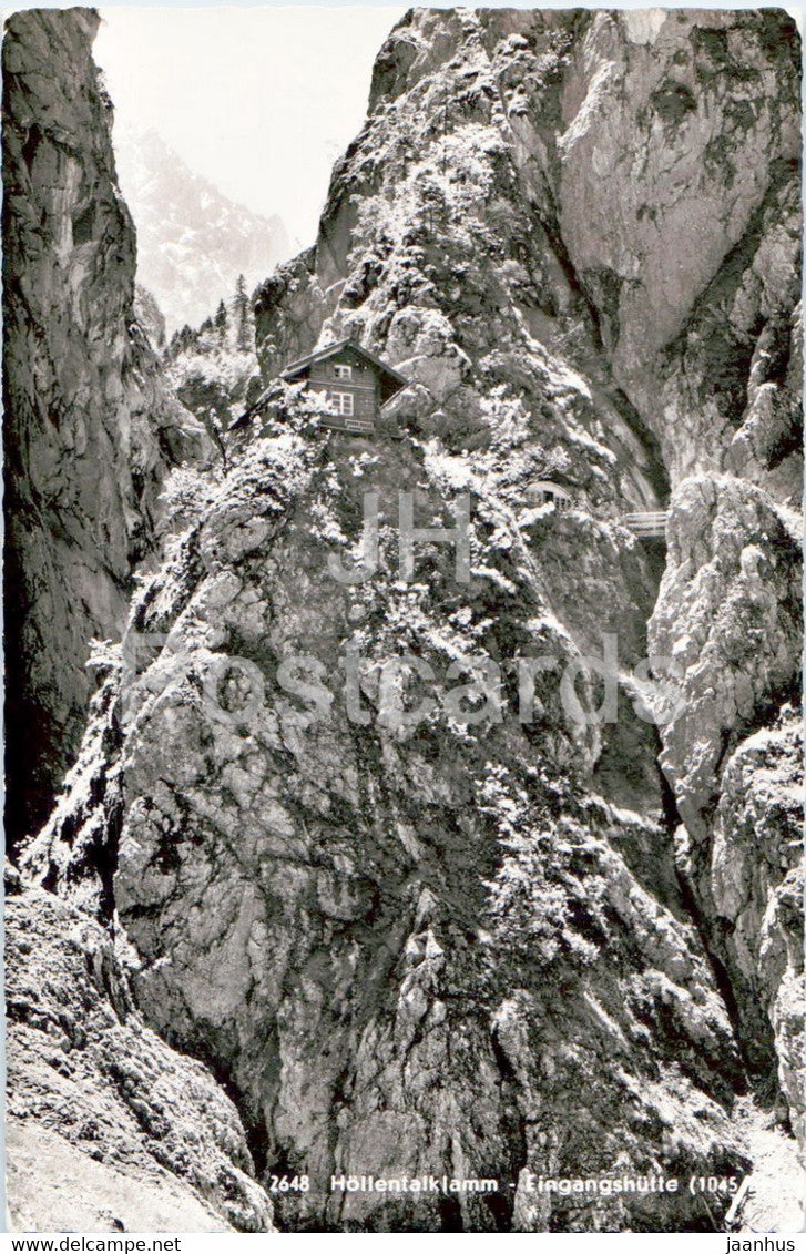 Hollentalklamm - Eingangshutte - 2648 - old postcard - 1958 - Germany - used - JH Postcards