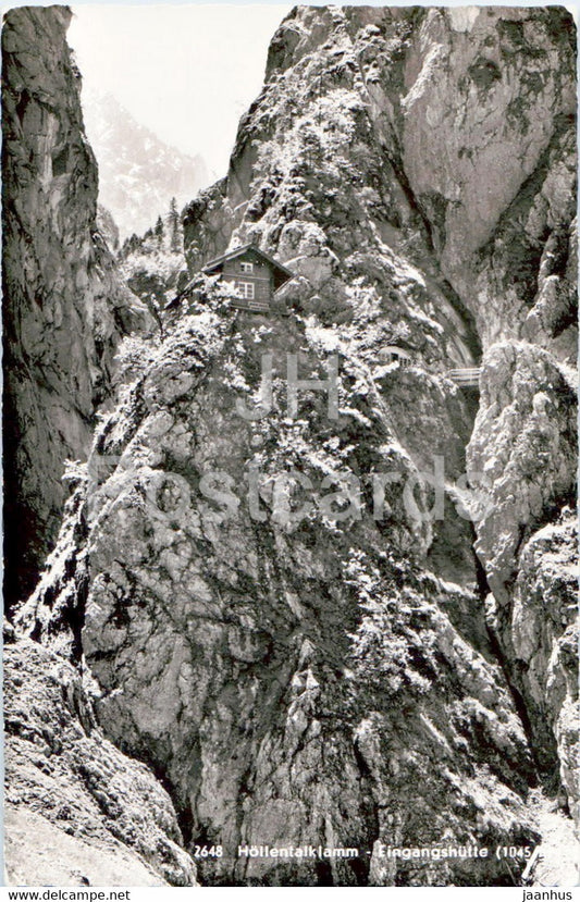 Hollentalklamm - Eingangshutte - 2648 - old postcard - 1958 - Germany - used - JH Postcards