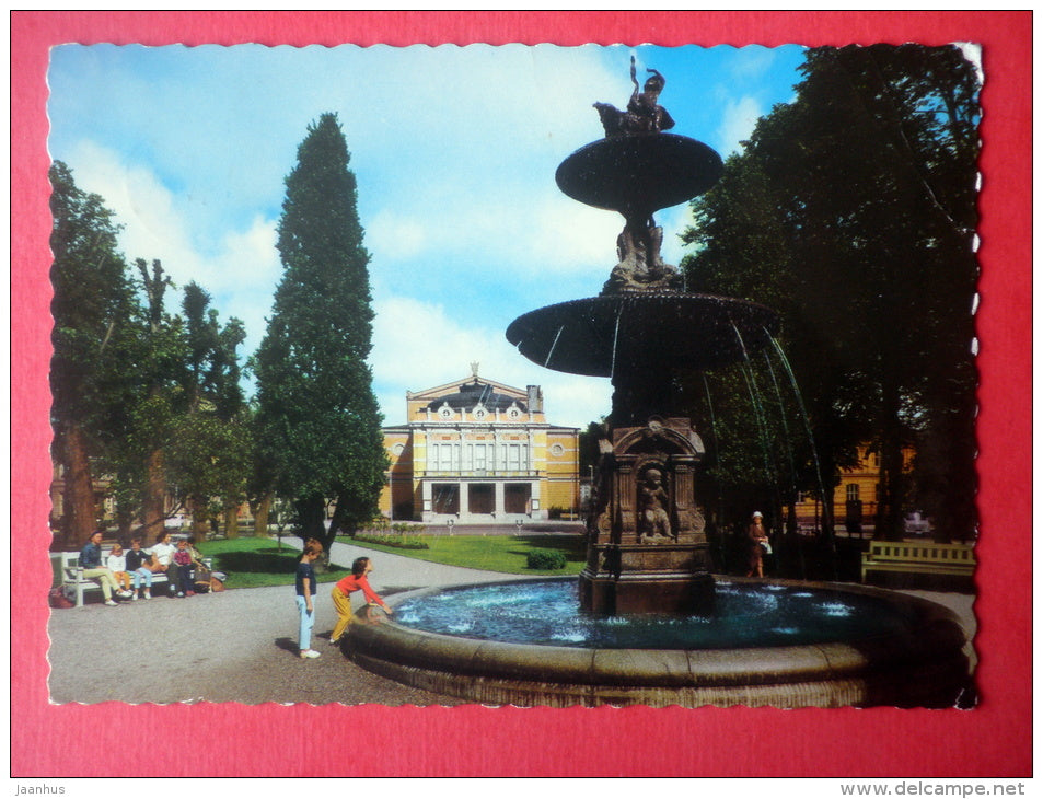Theatre - fountain - Gävle - 100/22 - Sweden - sent from Sweden to Finland 1974 - JH Postcards