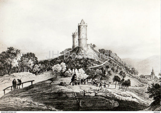 Burg Saaleck - Litografie 1850 - art - Germany DDR - unused - JH Postcards