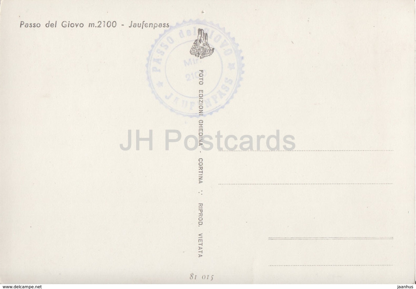 Passo del Giovo 2100 m - Jaufenpass - Italy - used