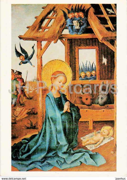 painting by Stefan Lochner - Worship of the Christ child - German art - 1990 - Russia USSR - unused - JH Postcards