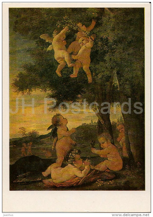 painting by Nicholas Poussin - Cupids and Genii , 1630-33 - French art - 1986 - Russia USSR - unused - JH Postcards