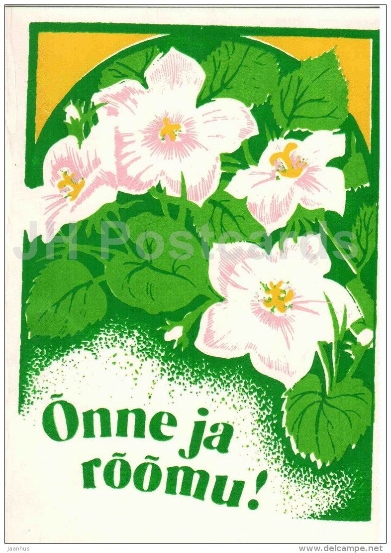 Birthday Greeting Card - flowers - Estonia USSR - used - JH Postcards