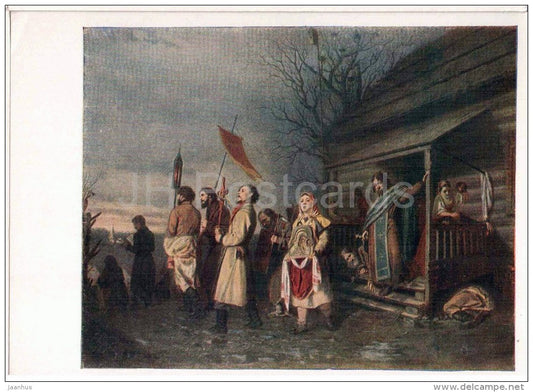 painting by V. Perov - A Religious Procession in a Village at Easter - State Tretyakov Gallery - russian art - unused - JH Postcards