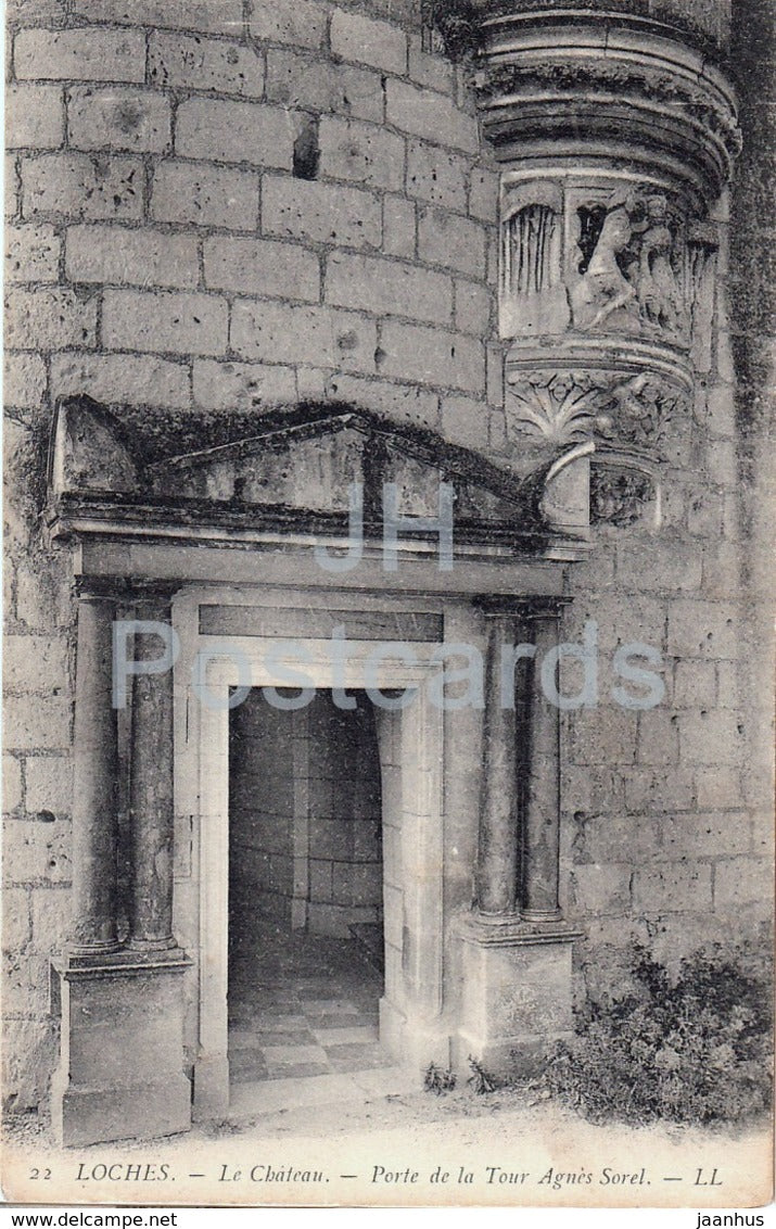 Loches - Le Chateau - Porte de la Tour Agnes Sorel - castle - 22 - old postcard - France - unused - JH Postcards