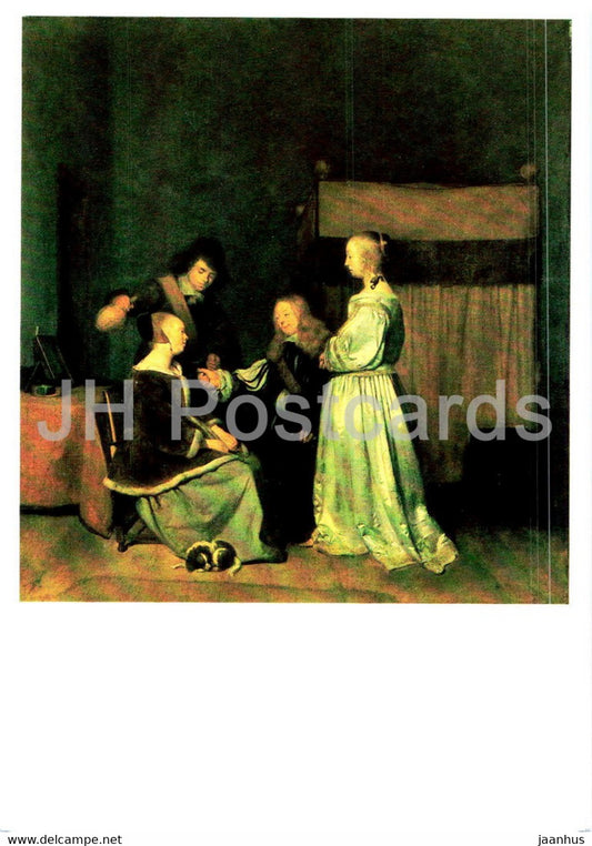painting by Gerard ter Borch - Der Besuch - The Visit - Dutch art - Germany DDR - unused - JH Postcards