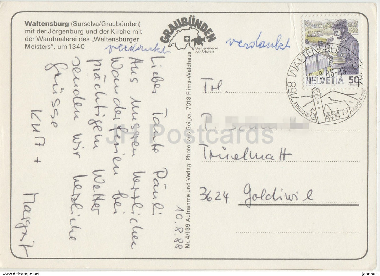 Waltensburg - Jorgenburg - 1988 - Suisse - occasion