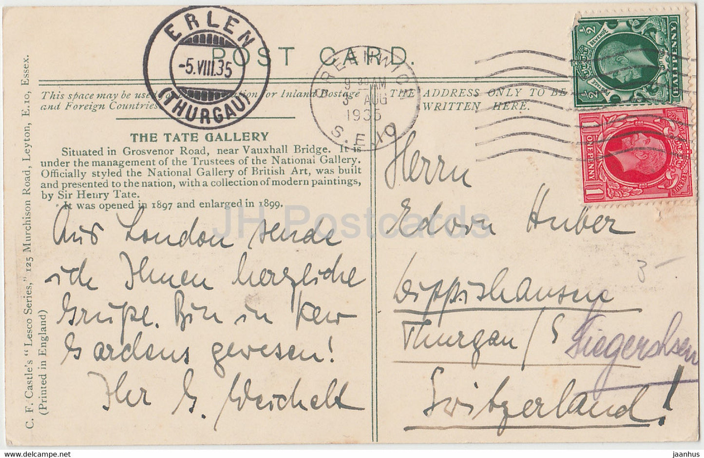 London - Tate Gallery - Lesco Series - old postcard - 1935 - England - United Kingdom - used