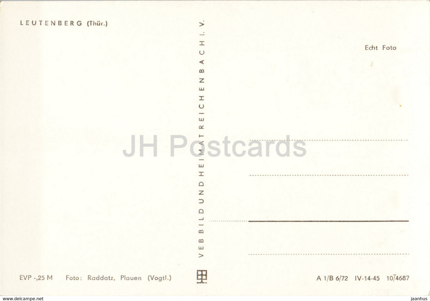 Leutenberg Thur - old postcard - Germany DDR - unused
