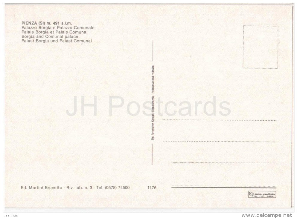 Palazzo Borgia e Palazzo Comunale - palace - Pienza - Pisa - Toscana - 1176 - Italia - Italy - unused - JH Postcards
