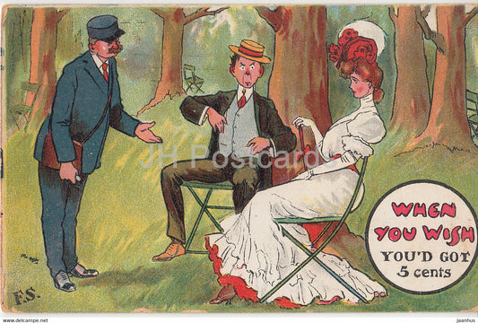 When You wish You'd got 5 Cents - illustration - FS -  old postcard - United Kingdom - used - JH Postcards