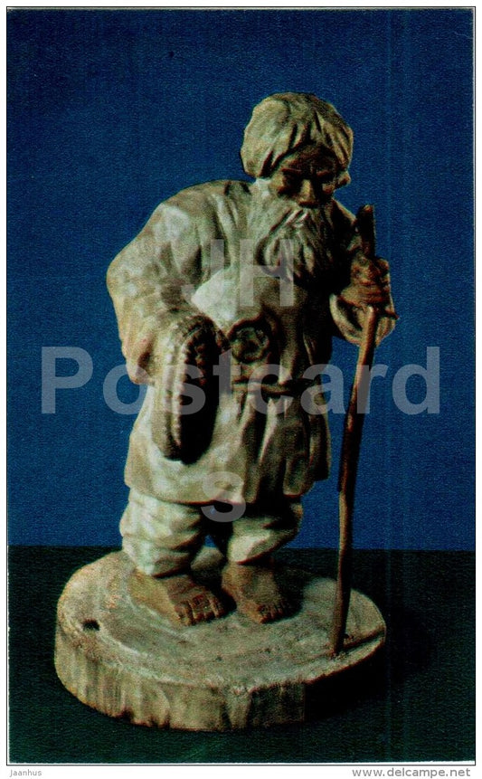 Old Man - Nature and Fantasy - wooden figures - 1969 - Russia USSR - unused - JH Postcards