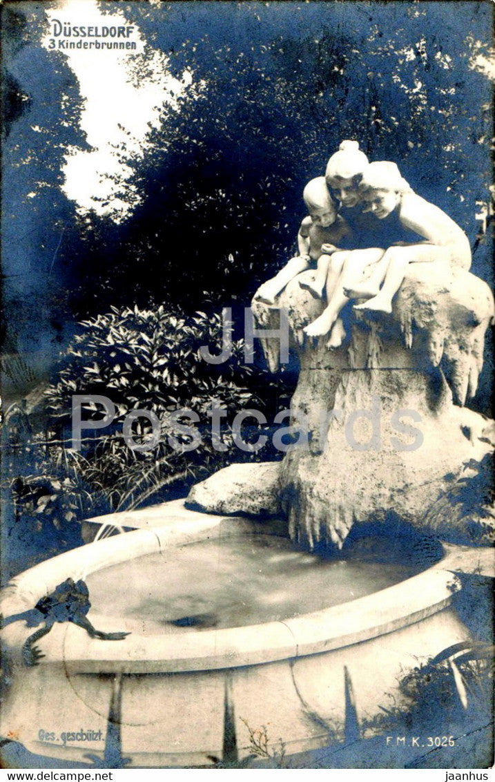 Dusseldorf - 3 Kinderbrunnen - old postcard - 1909 - Germany - used - JH Postcards