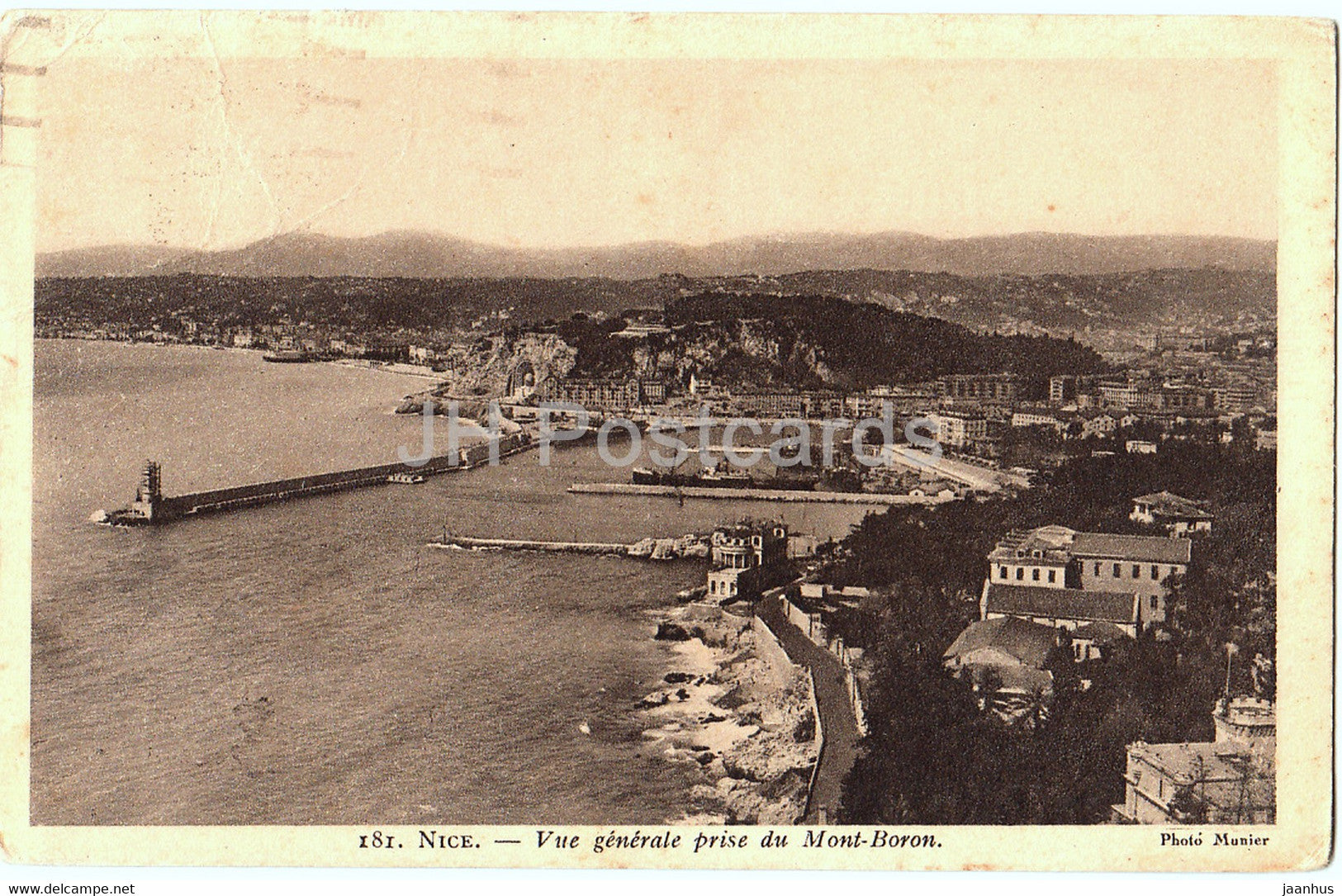 Nice - Vue Generale prise du Mont Boron - 181 - old postcard - 1934 - France - used - JH Postcards