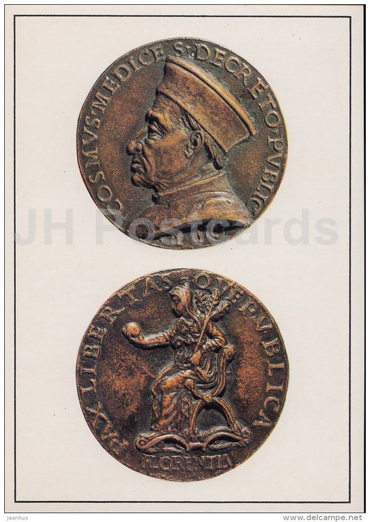 Medal of Cosimo de´ Medici , after 1465 . Italy - Renaissance Medals - 1987 - Russia USSR - unused - JH Postcards