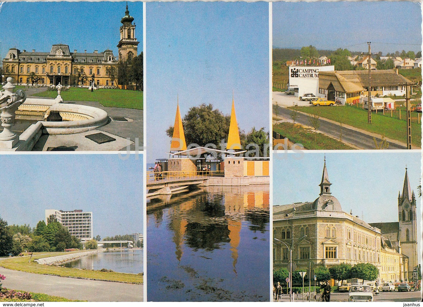 Keszthely - camping Castrum - architecture - multiview - 1980s - Hungary - used - JH Postcards
