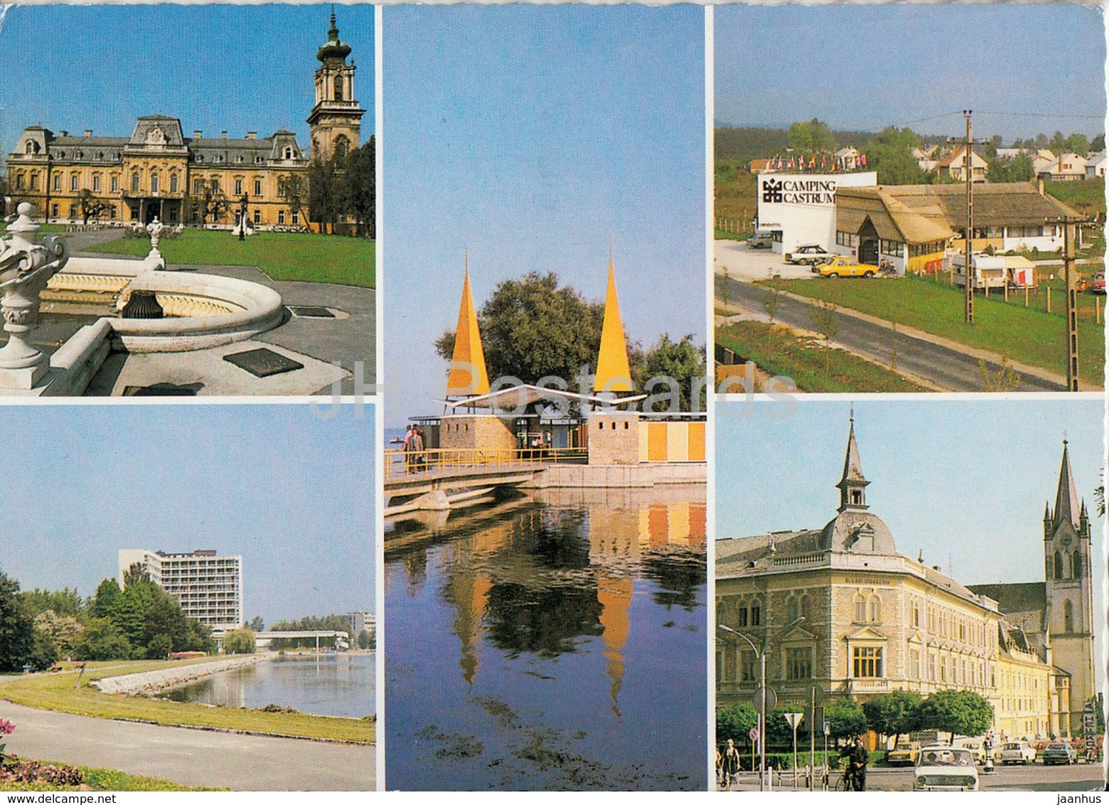 Keszthely - camping Castrum - architecture - multiview - 1980s - Hungary - used - JH Postcards