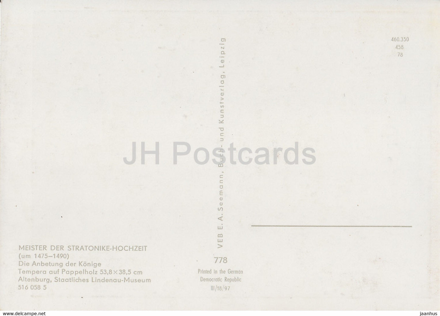 Meister der Stratonike Hochzeit - Die Anbetung der Konige - 778 - art - Allemagne DDR - inutilisé