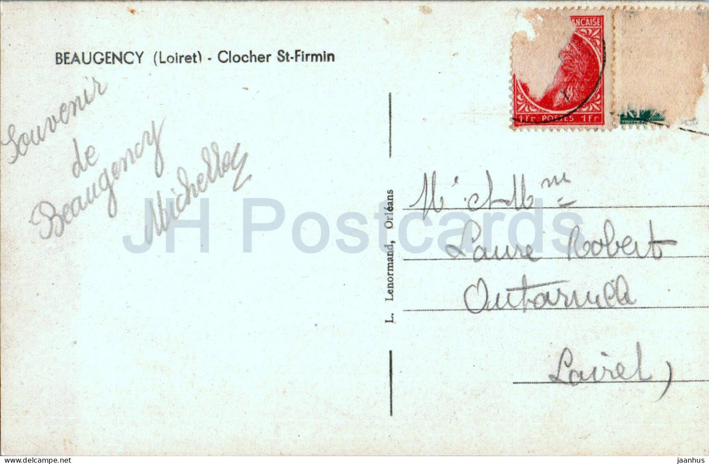 Beaugency - Clocher St Firmin - Glockenturm - alte Postkarte - Frankreich - gebraucht 